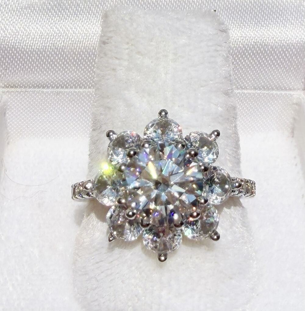Genuine Moissanite Ring 2 Ct Size 6.75 GRA Certified S925 VVS1 & D Color
